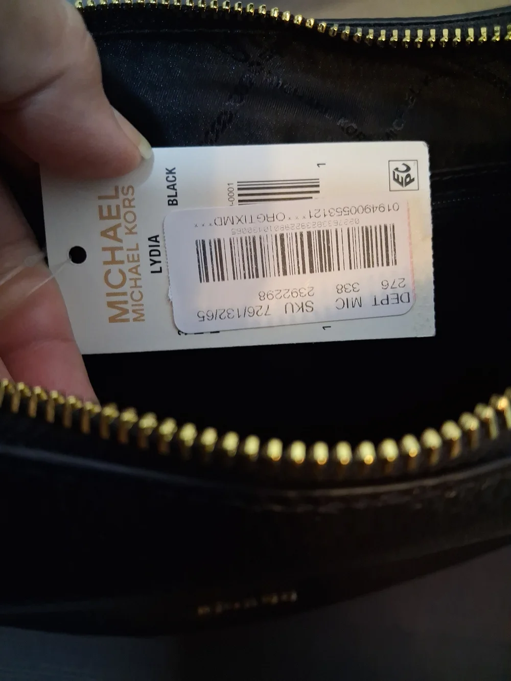 Michael Kors Black Pebbled Leather Hobo with Gold Accent